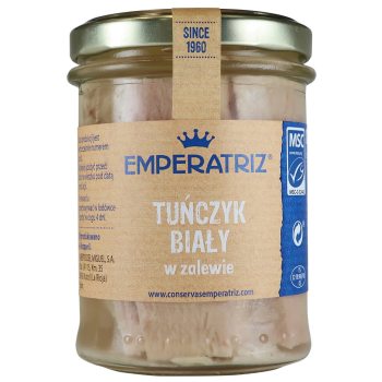 TUŃCZYK BIAŁY FILETY MSC W SOSIE WŁASNYM 200 g (140 g) (SŁOIK) - EMPERATRIZ