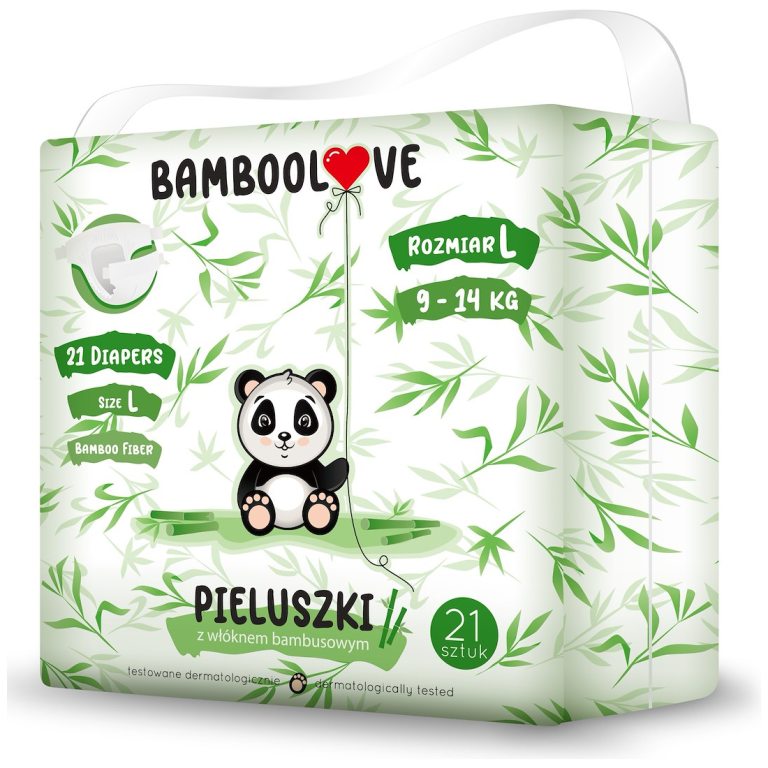 PIELUCHY Z WŁÓKNEM BAMBUSOWYM ROZMIAR L 9 - 14 kg (21 szt.) - BAMBOOLOVE