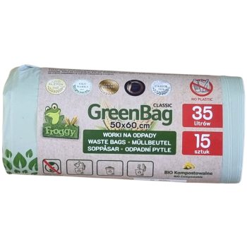WORKI NA ODPADY BIO I ZMIESZANE (KOMPOSTOWALNE I BIODEGRADOWALNE) 35 L 15 szt - FROGGY (GREENBAG)