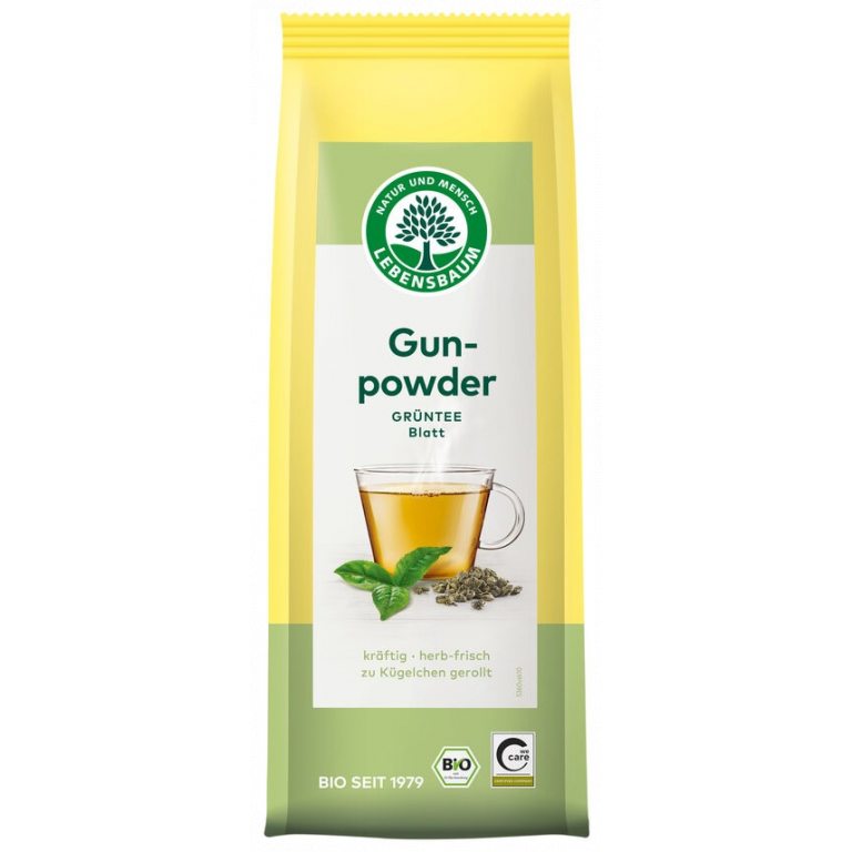 HERBATA ZIELONA GUNPOWDER LIŚCIASTA BIO 100 g - LEBENSBAUM