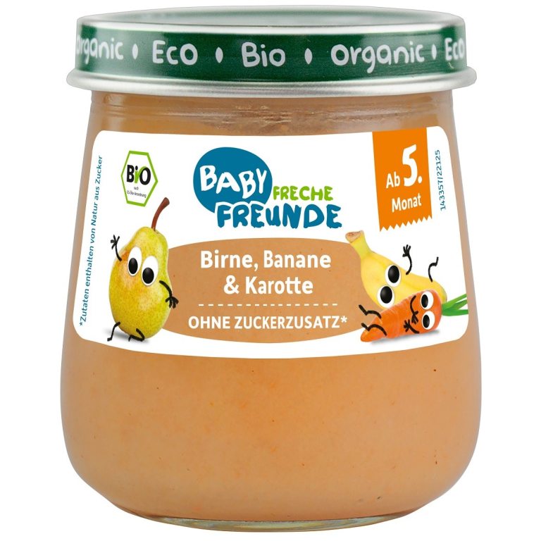 MUS GRUSZKA - BANAN - MARCHEW BEZ DODATKU CUKRÓW BEZGLUTENOWY OD 5 MIESIĄCA BIO 120 g - FRECHE FREUNDE