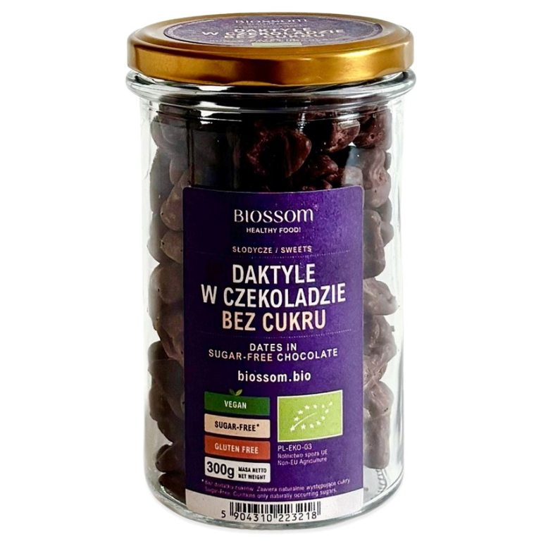 DAKTYLE W CZEKOLADZIE BEZ DODATKU CUKRU BEZGLUTENOWE BIO 300 g - BIOSSOM