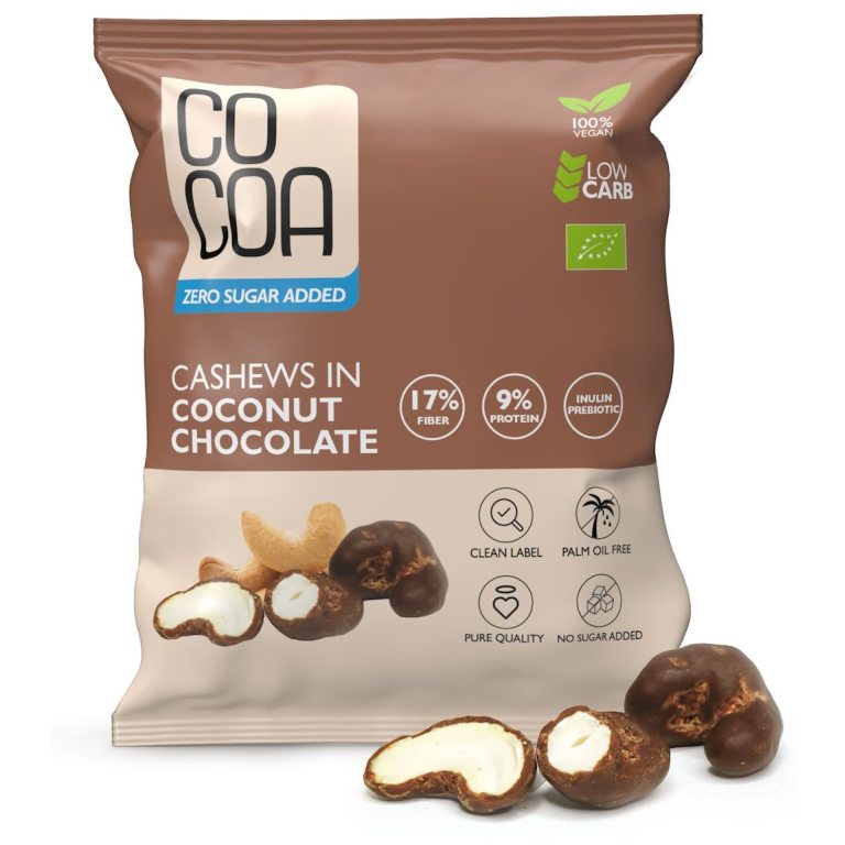ORZECHY NERKOWCA W CZEKOLADZIE KOKOSOWEJ BEZ DODATKU CUKRÓW BIO 70 g - COCOA
