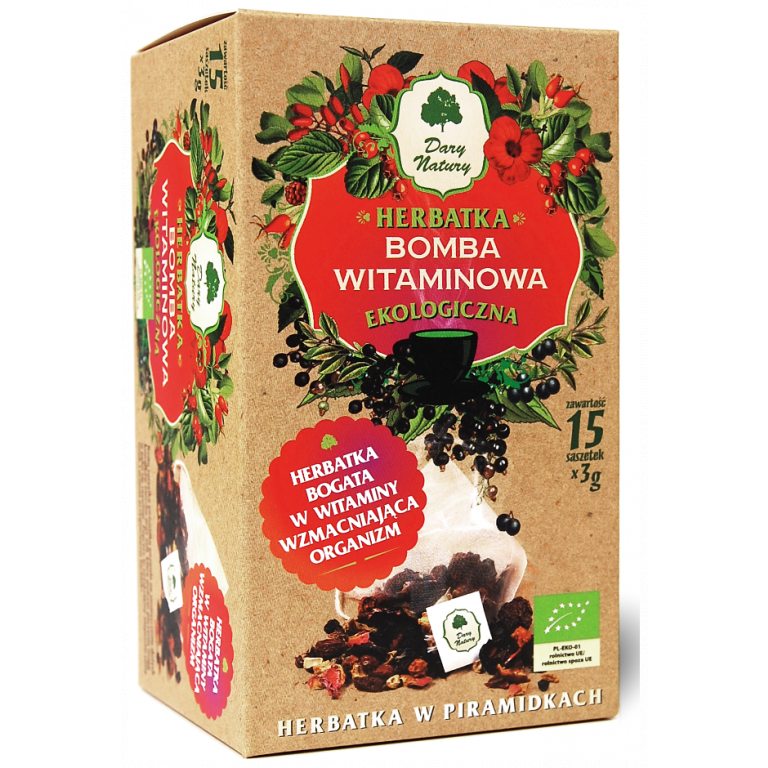 HERBATKA BOMBA WITAMINOWA PIRAMIDKI BIO (15 x 3 g) 45 g - DARY NATURY