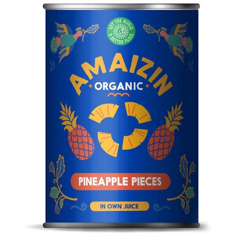 ANANAS KAWAŁKI W SOKU WŁASNYM BIO 400 g (250 g) - AMAIZIN