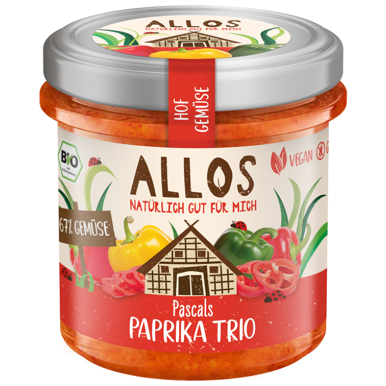 PASTA WARZYWNA Z TRZEMA RODZAJAMI PAPRYKI BEZGLUTENOWA BIO 135 g - ALLOS
