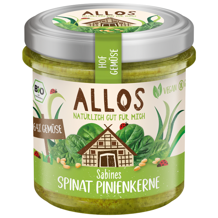 PASTA WARZYWNA ZE SZPINAKIEM I ORZESZKAMI PINIOWYMI BEZGLUTENOWA  BIO 135 g - ALLOS