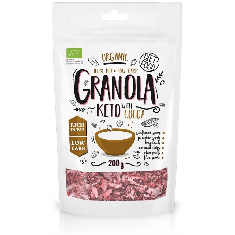 GRANOLA KAKAO KETO BIO 200 g - DIET-FOOD