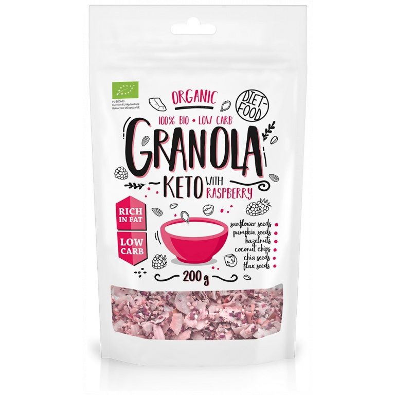 GRANOLA MALINA KETO BIO 200 g - DIET-FOOD