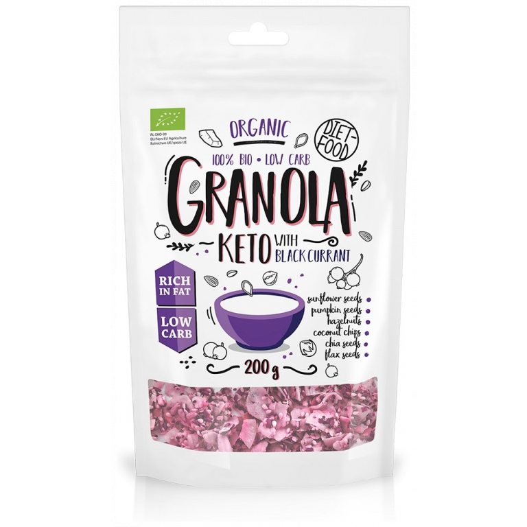 GRANOLA CZARNA PORZECZKA KETO BIO 200 g - DIET-FOOD