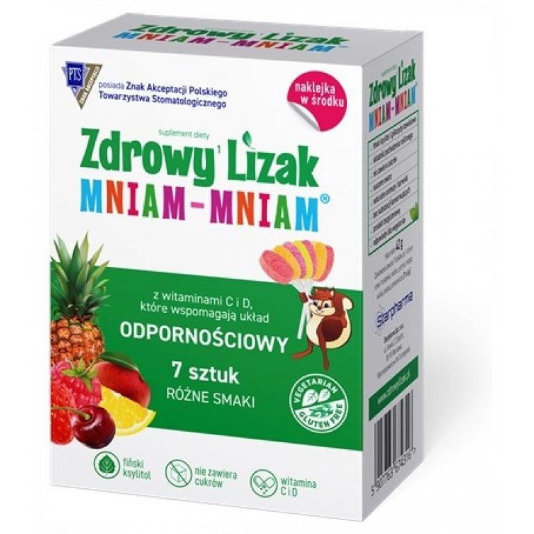 LIZAK MIX SMAKÓW Z WITAMINAMI NA ODPORNOŚĆ BEZGLUTENOWY (7 x 6 g) 42 g - MNIAM MNIAM STARPHARMA