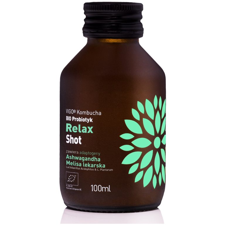 SHOT KOMBUCHA PROBIOTYK RELAX BEZGLUTENOWY BIO 100 ml - VIGO