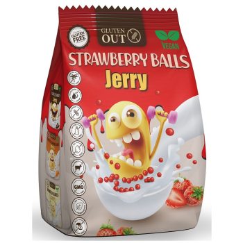 KULKI ZBOŻOWE TRUSKAWKOWE BEZGLUTENOWE 375 g - JERRY GLUTEN OUT