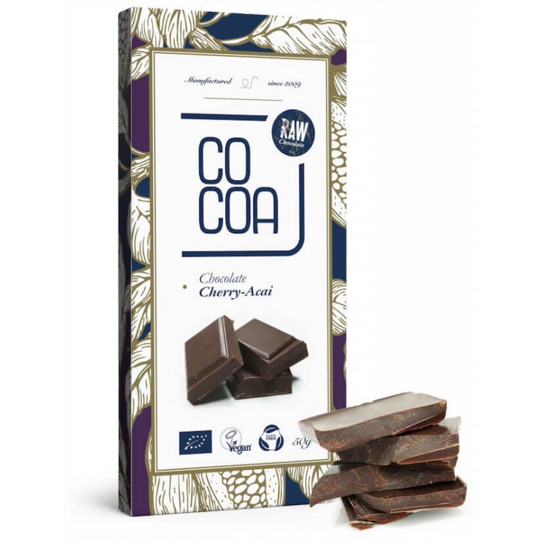 CZEKOLADA SUROWA WIŚNIA - ACAI BIO 50 g - COCOA