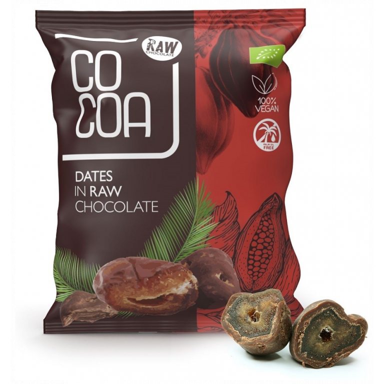 DAKTYLE W SUROWEJ CZEKOLADZIE BIO 70 g - COCOA