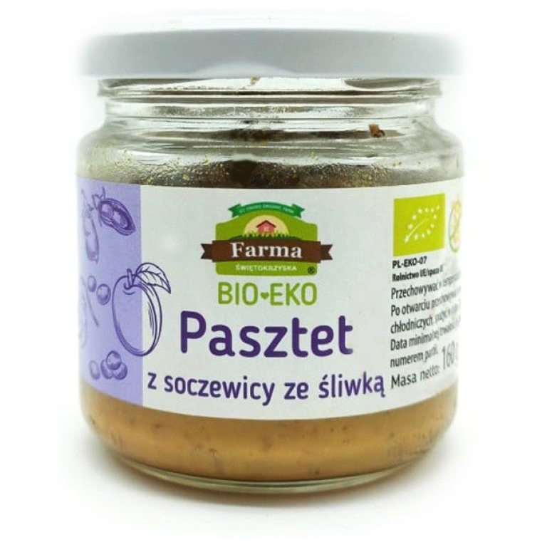 PASZTET WEGAŃSKI Z SOCZEWICY ZE ŚLIWKĄ BEZGLUTENOWY BIO 160 g - FARMA ŚWIĘTOKRZYSKA