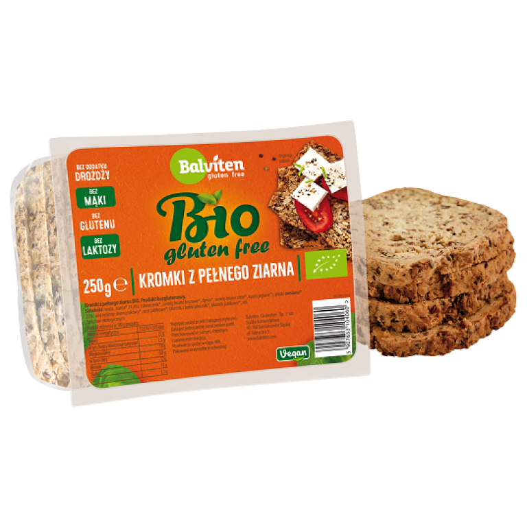 CHLEB Z PEŁNEGO ZIARNA KROJONY BEZGLUTENOWY BIO 250 g - BALVITEN