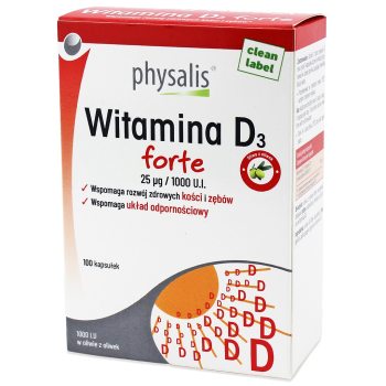 WITAMINA D3 25 µg (1000 j.m) FORTE 100 KAPSUŁEK - PHYSALIS