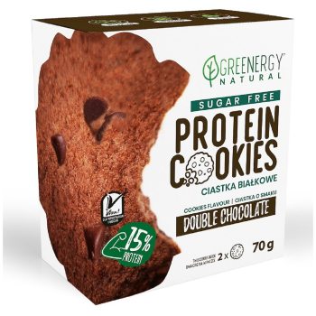 CIASTKA PROTEINOWE PODWÓJNIE CZEKOLADOWE BEZ CUKRU (2 x 35 g) 70 g - GREENERGY
