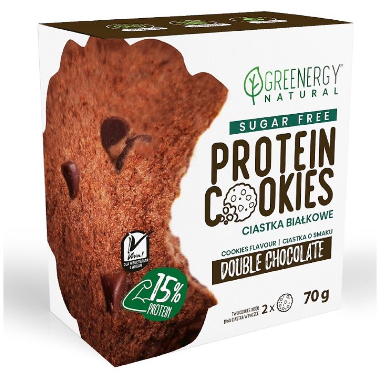 CIASTKA PROTEINOWE PODWÓJNIE CZEKOLADOWE BEZ CUKRU (2 x 35 g) 70 g - GREENERGY