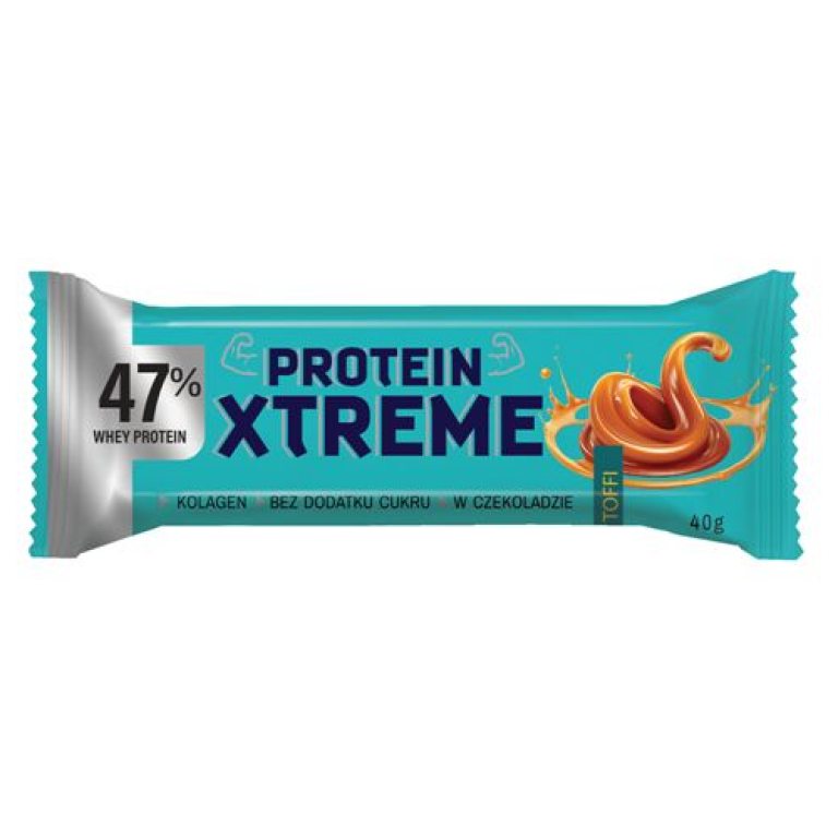 BATON PROTEINOWY XTREME O SMAKU TOFFI W CZEKOLADZIE MLECZNEJ BEZ DODATKU CUKRÓW 40 g - DOBRY SQUAD