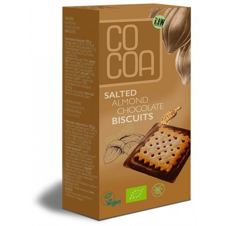 HERBATNIKI Z CZEKOLADĄ MIGDAŁOWĄ Z SOLĄ BIO 95 g - COCOA