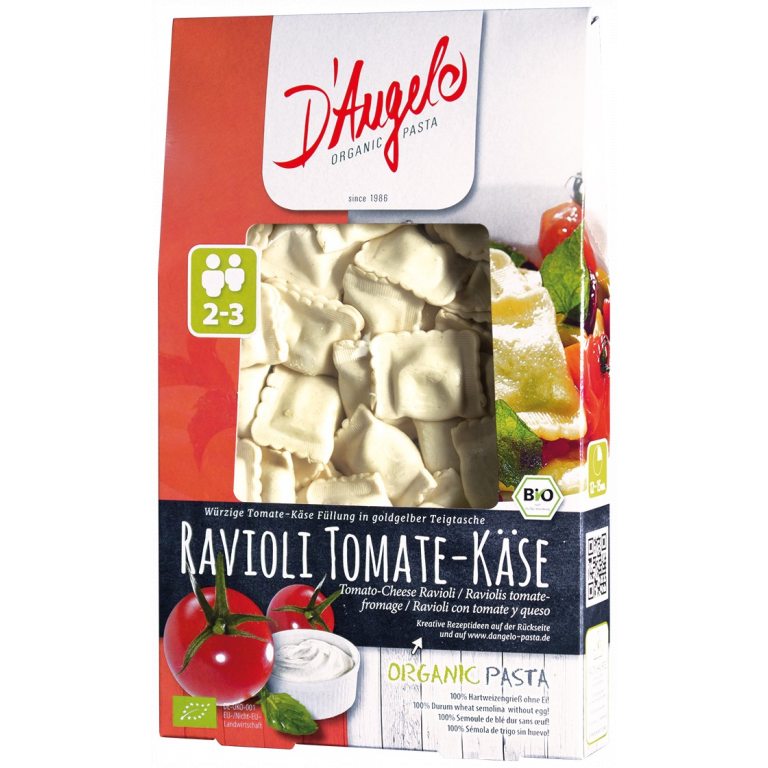 RAVIOLI Z POMIDORAMI I SEREM RICOTTA BIO 250 g - D`ANGELO