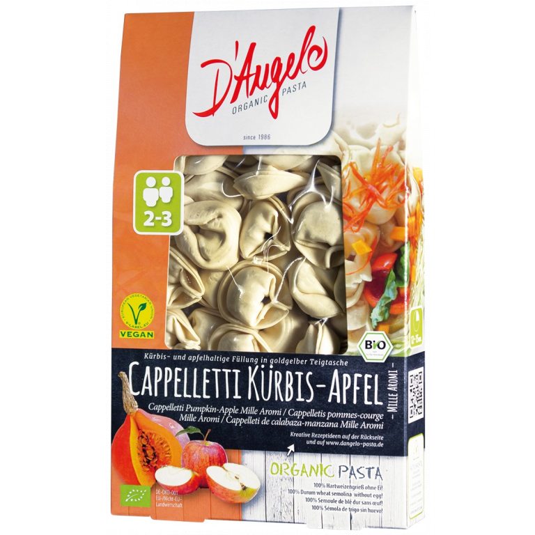 CAPPELLETTI Z DYNIĄ I JABŁKIEM BIO 250 g - D`ANGELO