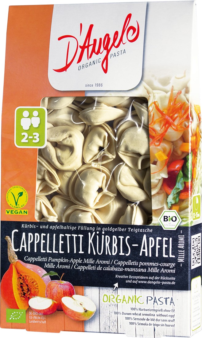 CAPPELLETTI Z DYNIĄ I JABŁKIEM BIO 250 g - D`ANGELO