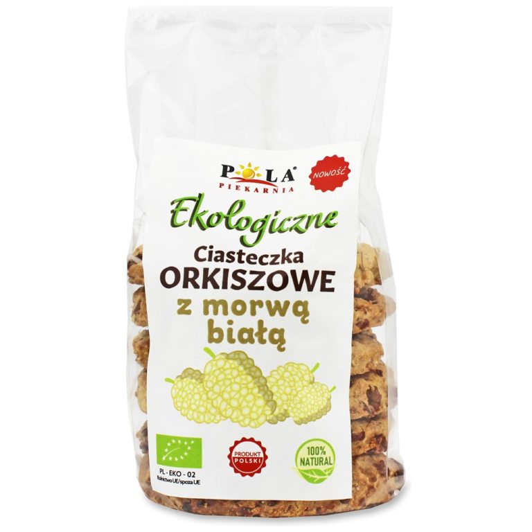 CIASTKA ORKISZOWE Z MORWĄ BIAŁĄ BEZ DODATKU CUKRU BIO 170 g - PIEKARNIA POLA