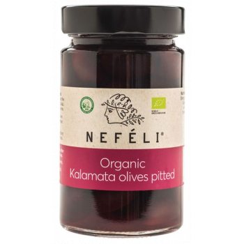 OLIWKI CZARNE KALAMATA BEZ PESTEK W ZALEWIE BIO 295 g (160 g) - NEFELI