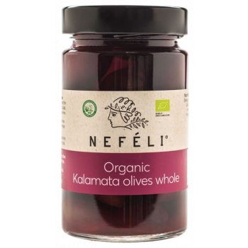 OLIWKI CZARNE KALAMATA Z PESTKĄ W ZALEWIE BIO 300 g (170 g) - NEFELI