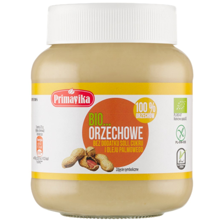 KREM Z PRAŻONYCH ORZESZKÓW ZIEMNYCH BEZGLUTENOWY BIO 360 g - PRIMAVIKA