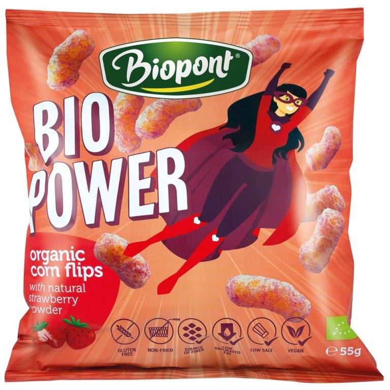 CHRUPKI KUKURYDZIANE O SMAKU TRUSKAWKOWYM BEZGLUTENOWE BIO 55 g - BIOPONT