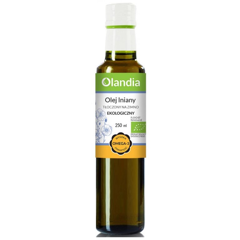 OLEJ LNIANY TŁOCZONY NA ZIMNO BIO 250 ml - OLANDIA