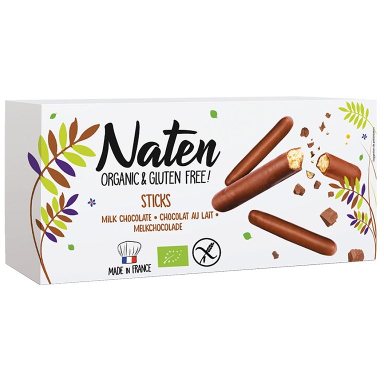 CIASTKA W POLEWIE CZEKOLADOWEJ STICKS BEZGLUTENOWE BIO 130 g - NATEN