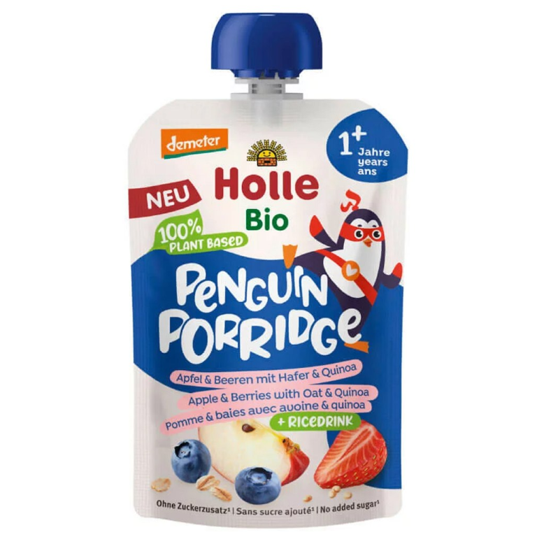 MUS OWSIANKOWY PINGWIN (JABŁKO - RYŻ - OWOCE JAGODOWE - QUINOA) OD 1 ROKU DEMETER BIO 110 g - HOLLE