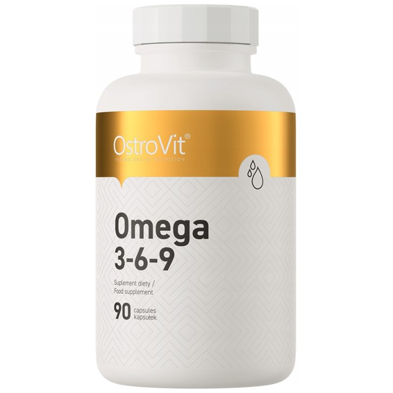 OstroVit Omega 3-6-9 90 caps KWASY TŁUSZCZOWE Olej Rybi + Lniany + WIT E