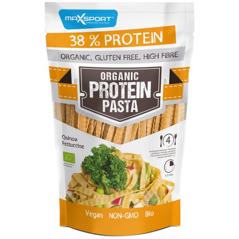 MAKARON PROTEINOWY (Z SOI ZIELONEJ I QUINOA) FETTUCCINE BEZGLUTENOWY BIO 200 g - MAXSPORT