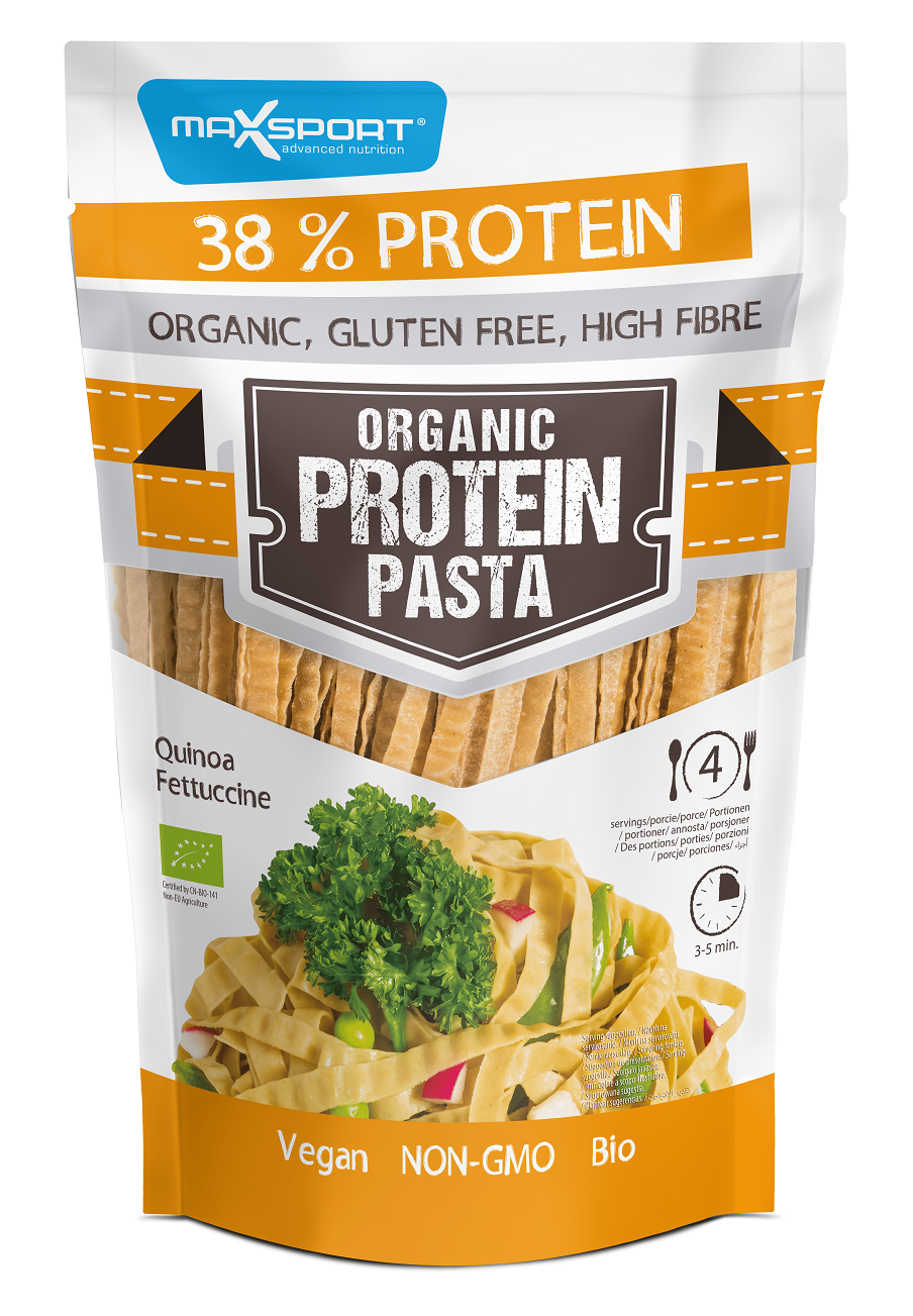 MAKARON PROTEINOWY (Z SOI ZIELONEJ I QUINOA) FETTUCCINE BEZGLUTENOWY BIO 200 g - MAXSPORT