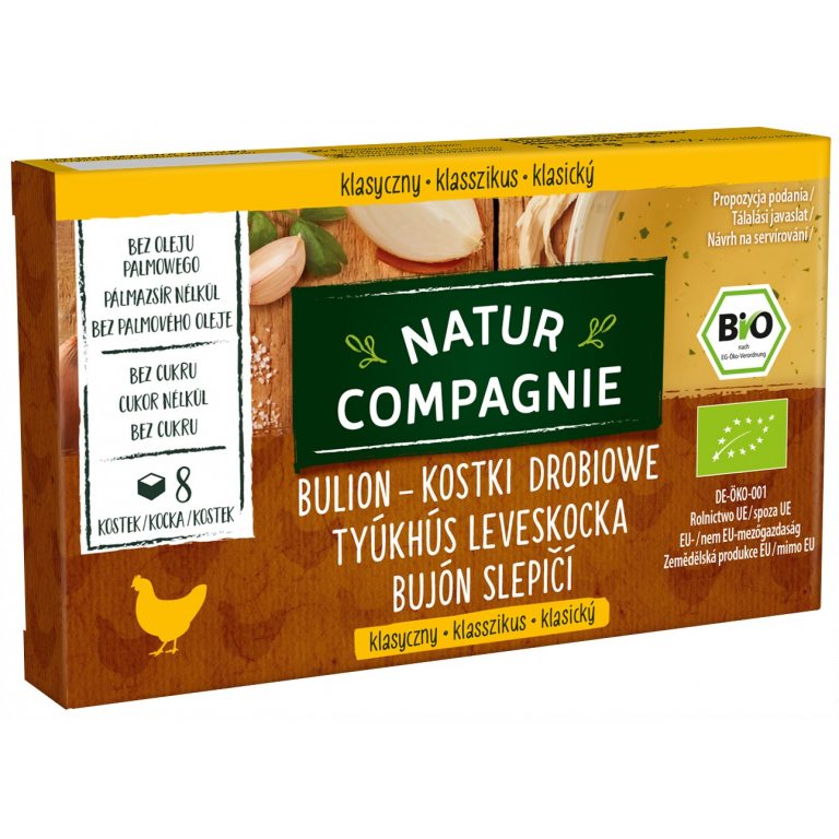 BULION - KOSTKI DROBIOWE BEZ DODATKU CUKRÓW BIO (8 x 11 g) 88 g - NATUR COMPAGNIE