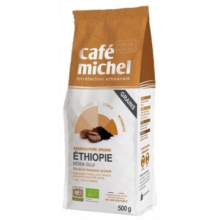 KAWA ZIARNISTA ARABICA 100 % MOKA GUJI ETIOPIA FAIR TRADE BIO 500 g - CAFE MICHEL