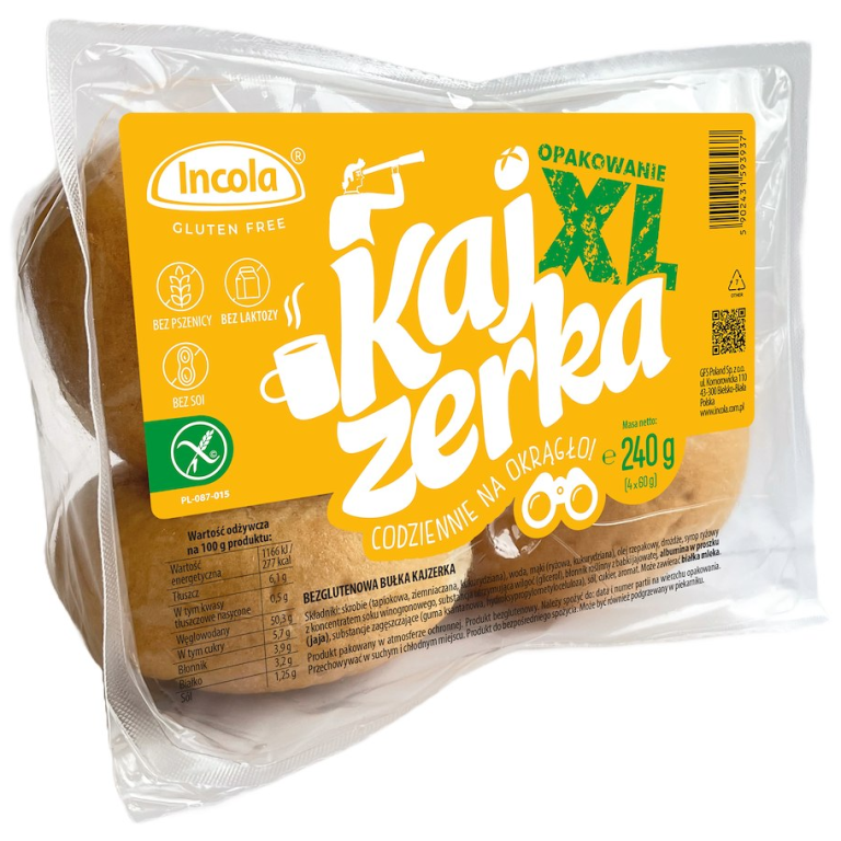 BUŁKI KAJZERKI XL BEZGLUTENOWE (4 szt.) 240 g - INCOLA