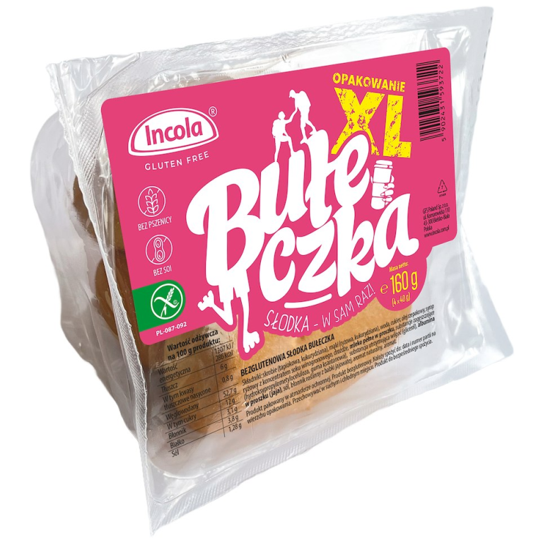 BUŁKI SŁODKIE XL BEZGLUTENOWE (4 szt.) 160 g - INCOLA