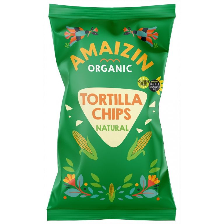 CHIPSY TORTILLA KUKURYDZIANE SOLONE BEZGLUTENOWE BIO 250 g - AMAIZIN