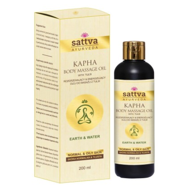 OLEJ DO MASAŻU ROZGRZEWAJĄCY I ENERGIZUJĄCY Z TULSI 200 ml - SATTVA (AYURVEDA)