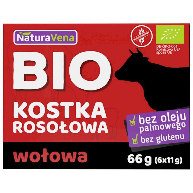 BULION - KOSTKI WOŁOWE BEZGLUTENOWE BIO (6 x 11 g) 66 g - NATURAVENA