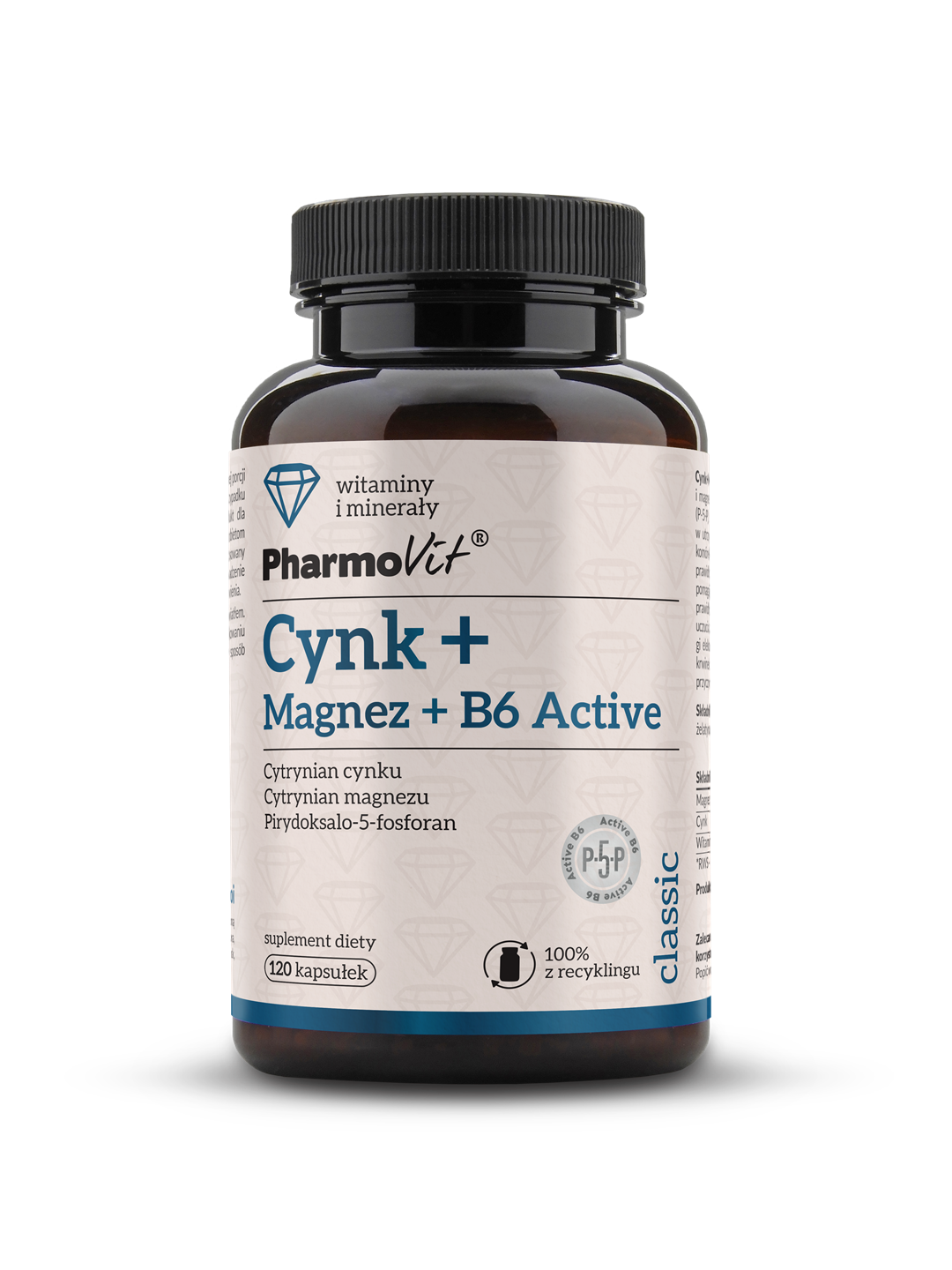 CYNK + MAGNEZ + WITAMINA B6 ACTIVE BEZGLUTENOWY 120 KAPSUŁEK - PHARMOVIT (CLASSIC)