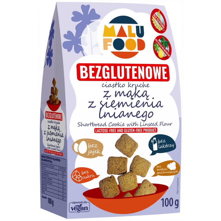 CIASTKA KRUCHE Z MĄKĄ Z SIEMIENIA LNIANEGO BEZ CUKRU BEZGLUTENOWE 100 g - MALU FOOD