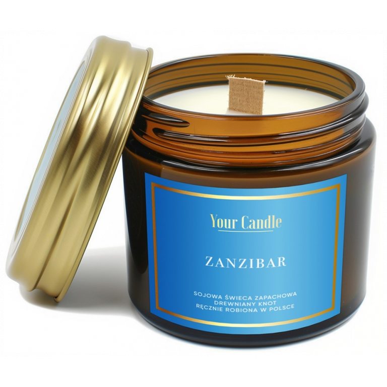 ŚWIECA SOJOWA ZAPACHOWA Z DREWNIANYM KNOTEM ZANZIBAR 120 ml - YOUR CANDLE